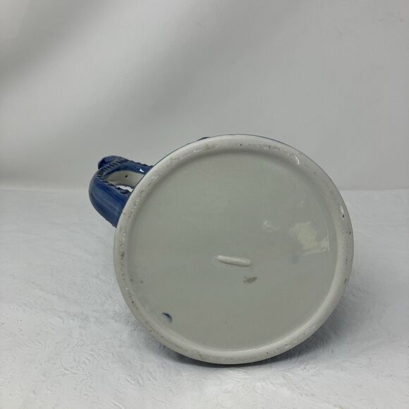 Vintage Old Sleepy Eye Native American Pottery White Blue Ceramic Pitcher - Picture 5 of 14